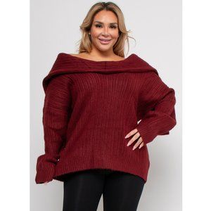 NET.153 ULTRA warm and heavy Plus Size sweater, 1X/2X, 2X/3X Burgundy